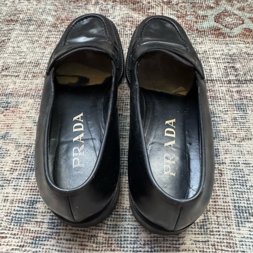 Prada Black Leather Penny Loafers - Picture 3 of 6